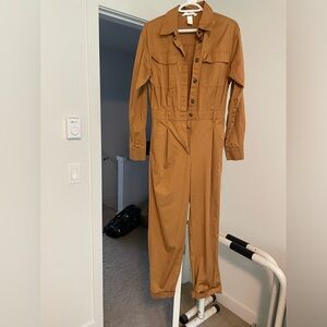 H&M Tan Utility Jumpsuit with Relaxed Fit